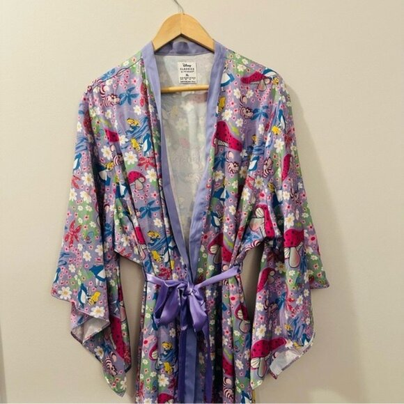 Disney Alice in Wonderland Kimono Robe XL Lavender Mushrooms Fairycore - Picture 6 of 15